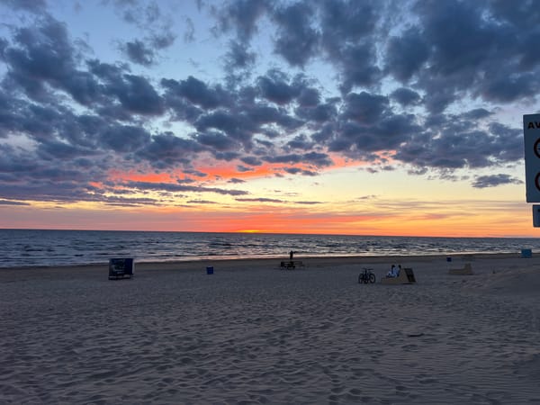 Sunset over a Baltic beach in Narva-Jõesuu, Estonia