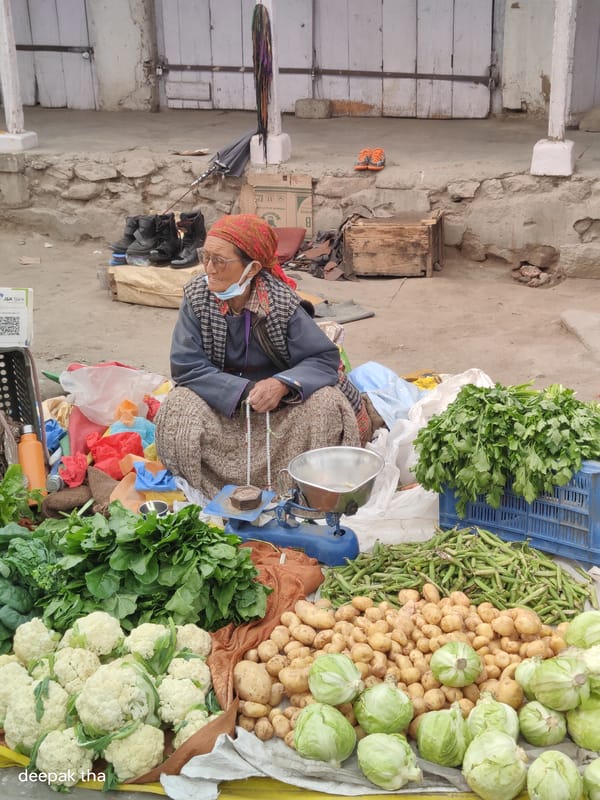 Street life in Leh: markets, monks, donkeys, and food stalls