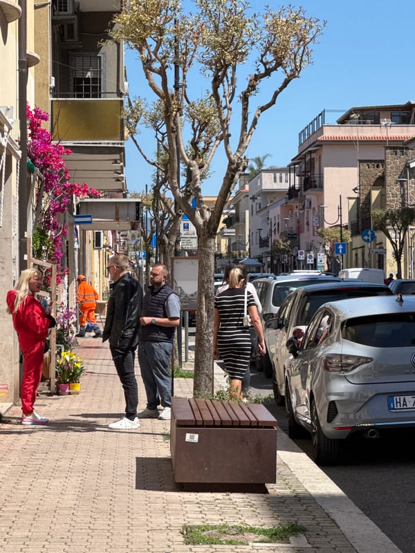 Morning street life documented in Aprilia, Italy