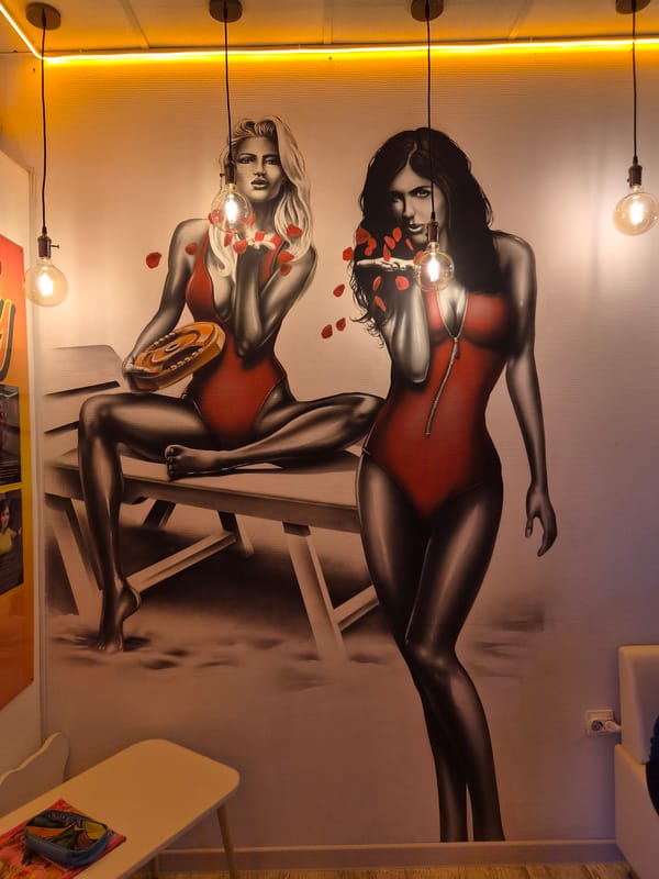 Car interior and mural documented in Sochi