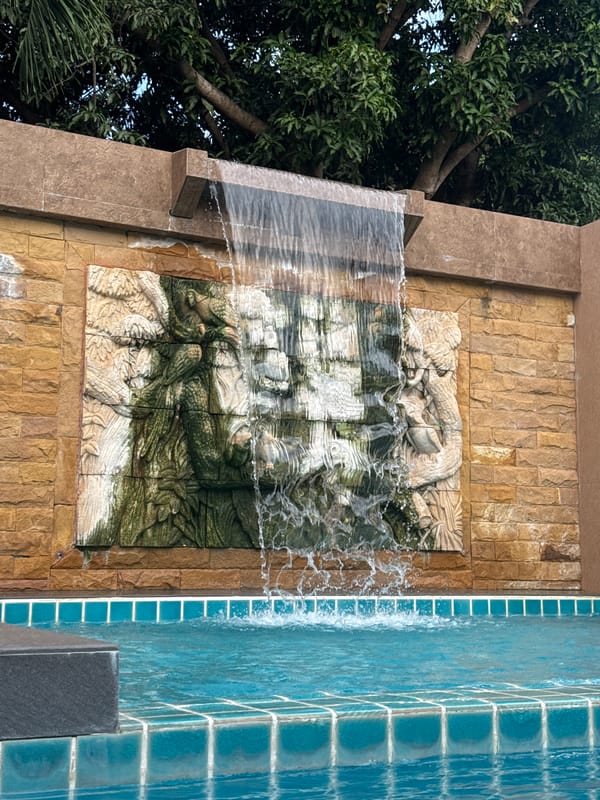 Poolside villa with stone waterfall feature, Baan Bo Phut