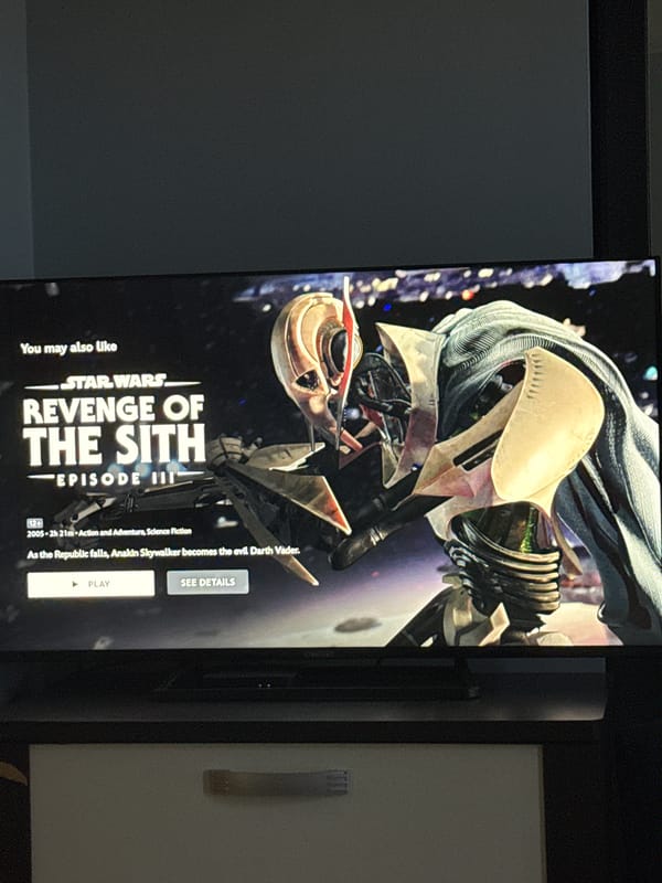 Star Wars movie menu displayed on TV screen in Bulgaria