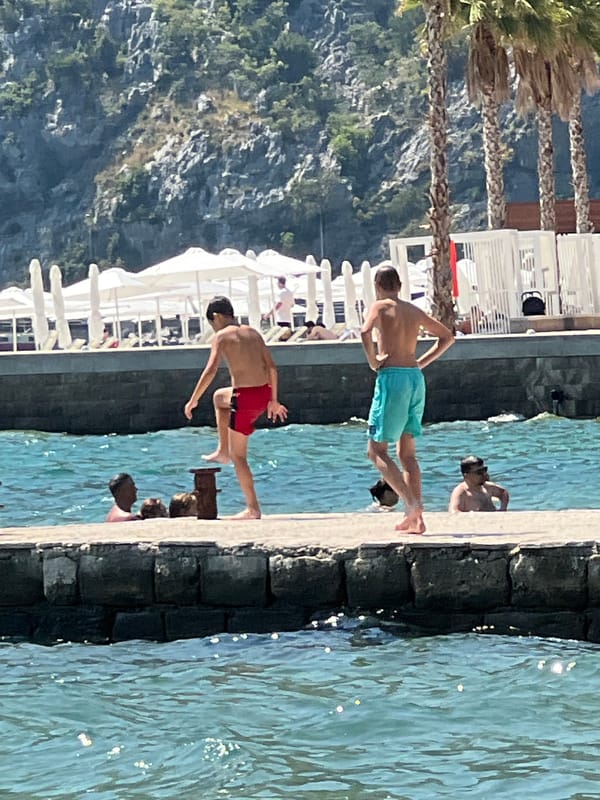 Summer afternoon on the Risan waterfront, Bay of Kotor