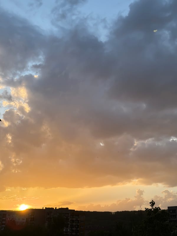 Cloudy sunset observed over Pernik, Bulgaria