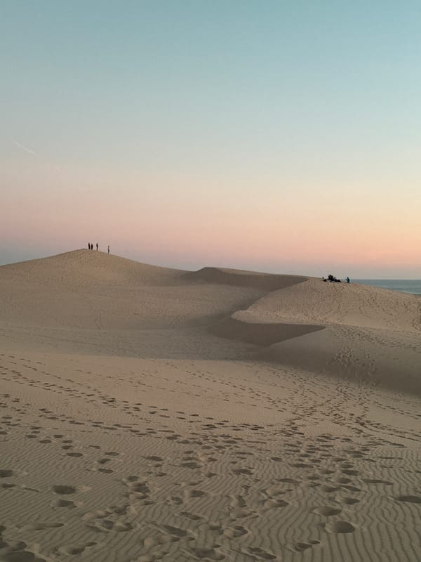 Sunset footprints captured at France's Dune of Pilat