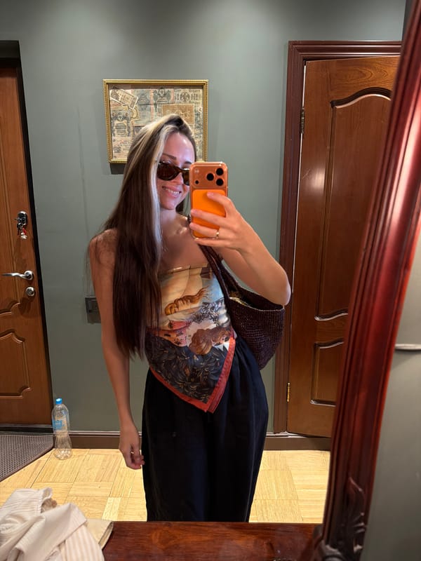 Woman takes early morning selfies in Khimki locations