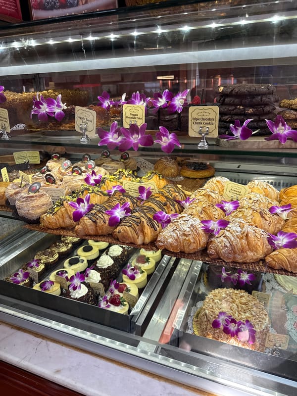Customer documents pastries and desserts at Beverly Hills café