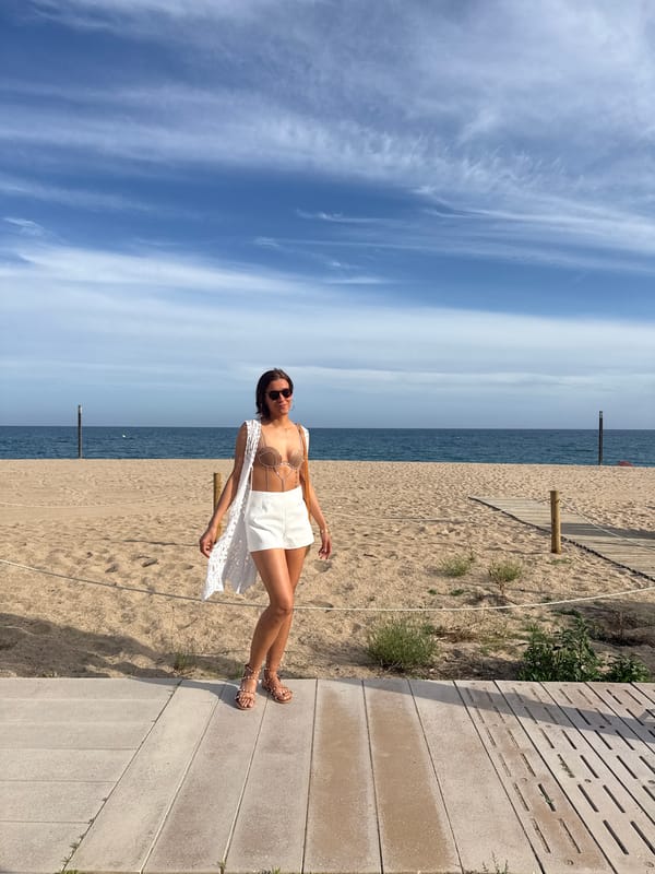 Woman spends leisurely afternoon exploring coastal Calella, Spain
