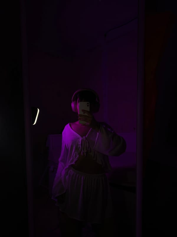 Purple-lit selfie session documented in Votkinsk, Russia
