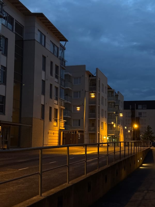 Pori streets at dusk, July evening