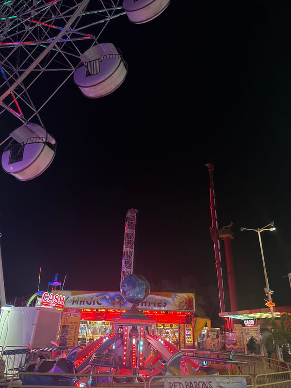 Nesebar amusement park buzzing on a summer night