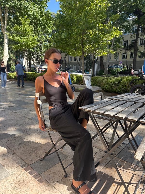 Sunny cafe terrace moment in Tbilisi