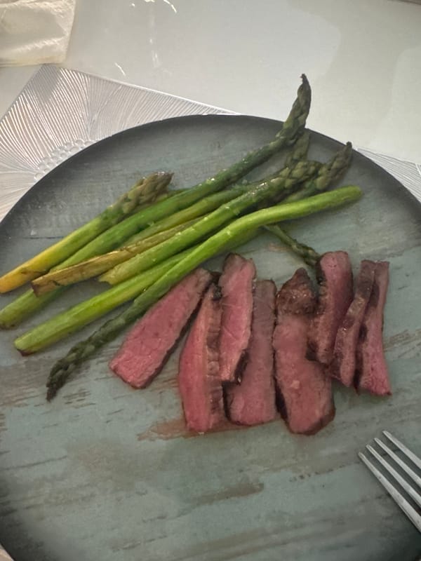 Sofia resident documents homemade steak dinner preparation and consumption
