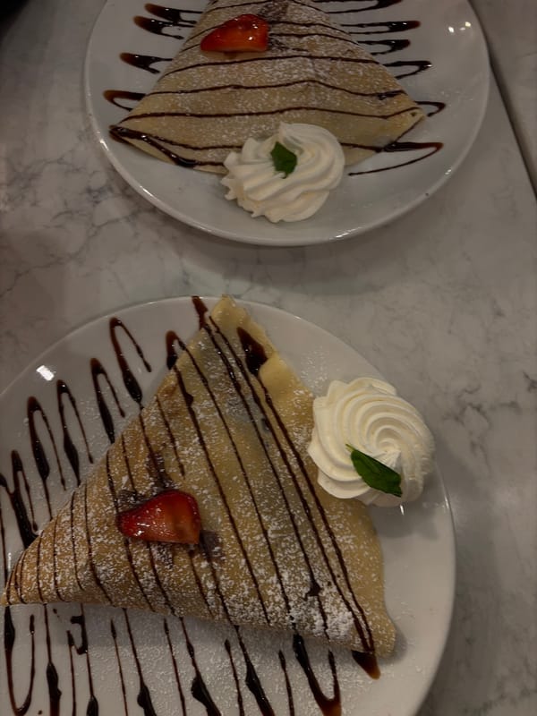 Late-night crepe desserts documented in downtown Austin