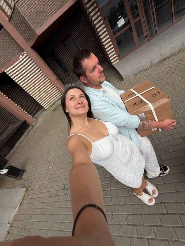 Selfie moments outside and inside a building in Odintsovo