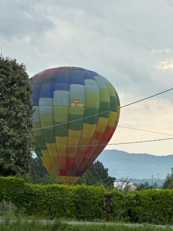 Colorful hot air balloon spotted over Erba, Italy