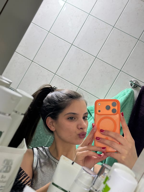 Woman takes bathroom selfie in Rudartsi, Bulgaria