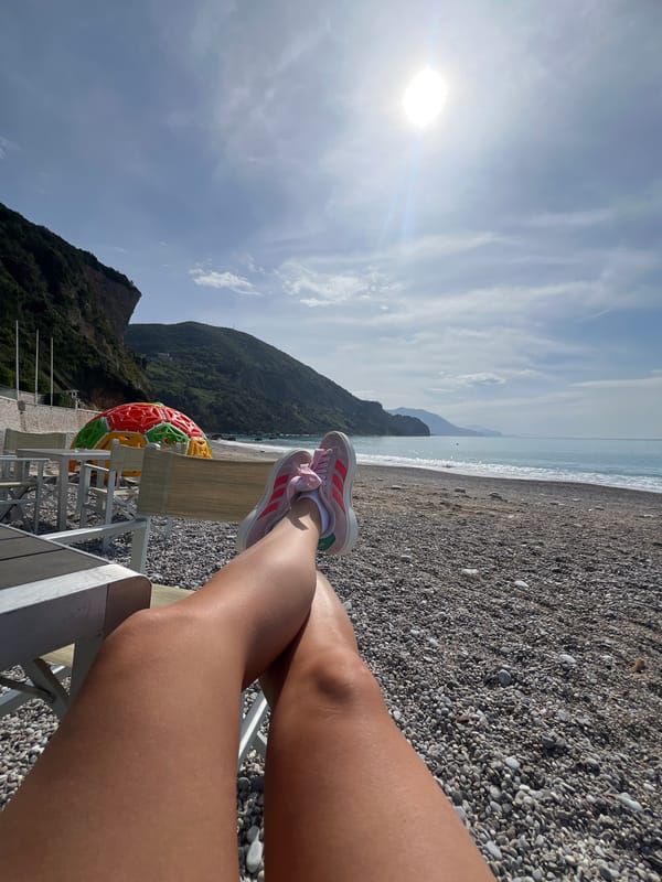 Morning beach leisure captured in Prijevor, Montenegro