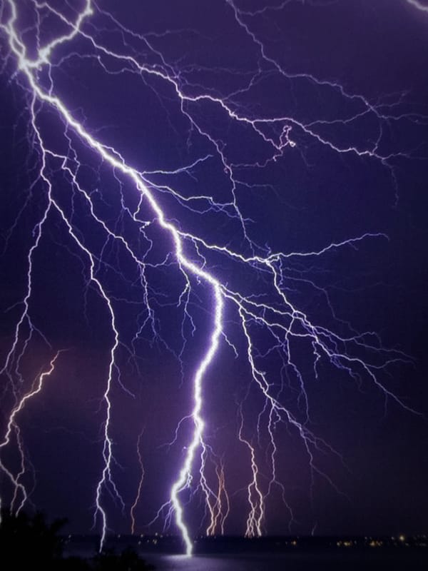 Lightning storm lights up night sky over Varna, Bulgaria