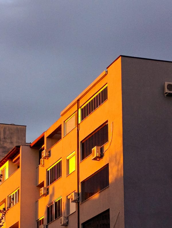 Building facade captured in warm morning light in Kardzhali