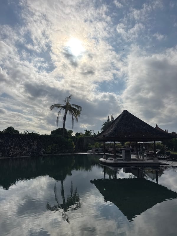 Tropical reflections captured in Kuta Selatan waters