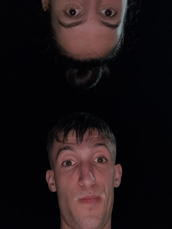 Two people photographed against black background in Stara Zagora