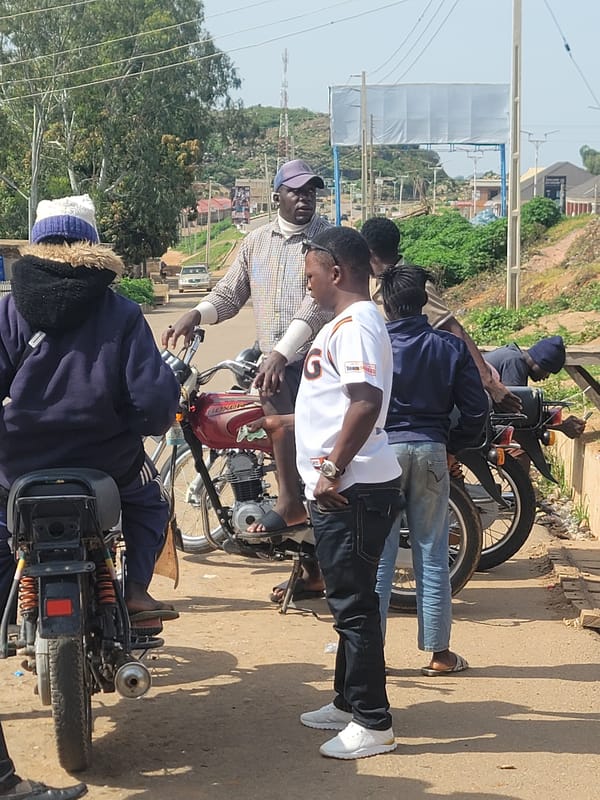 Morning street life and daily activity in Gura Top, Nigeria