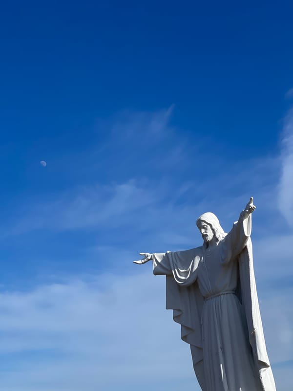Christ the King statue photographed in Krasnoyarsk, Russia