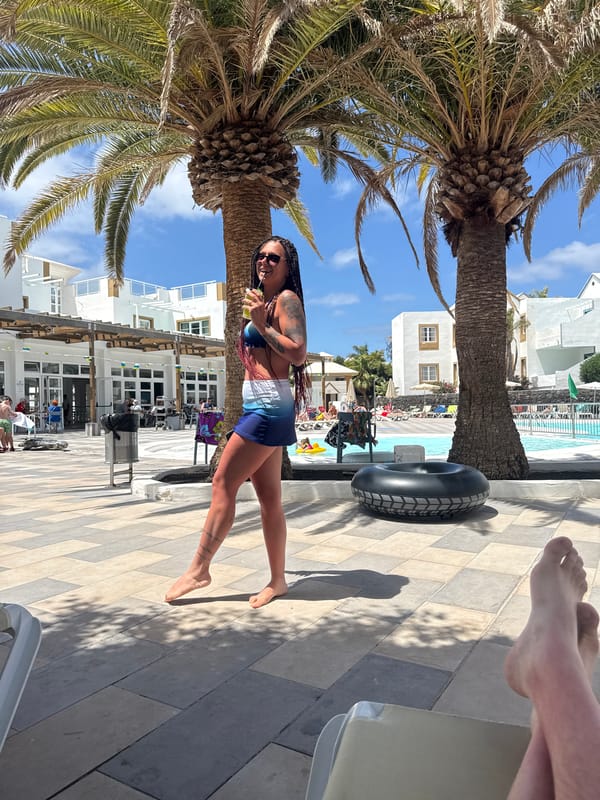Tourist documents morning leisure activities at Puerto del Carmen resort
