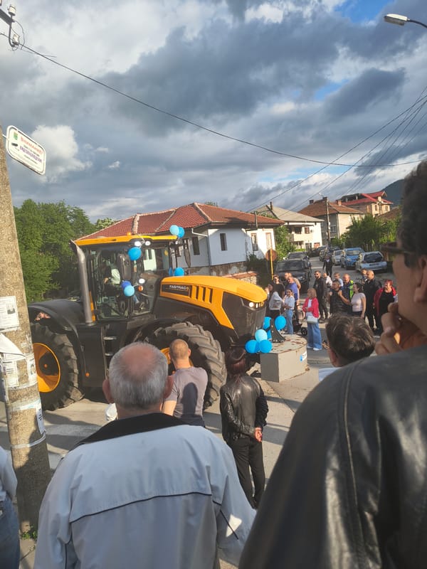 Decorated Tractor Draws Crowd in Berkovitsa, Bulgaria