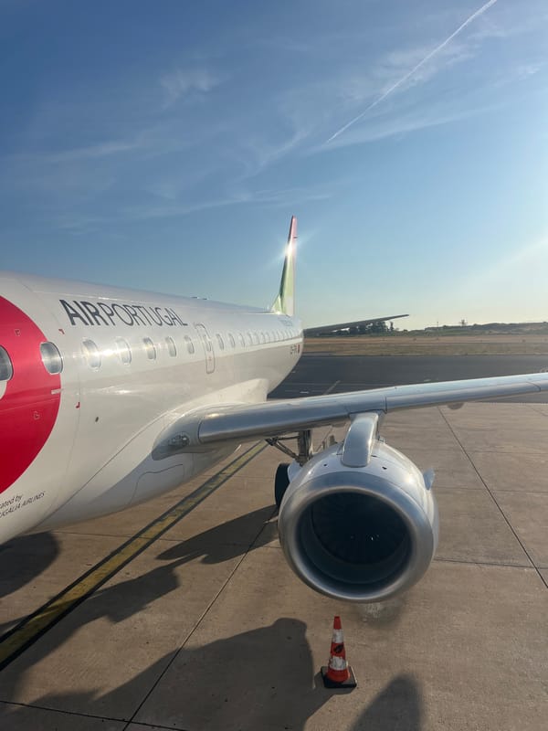Sunny afternoon on the tarmac at Lisbon Airport
