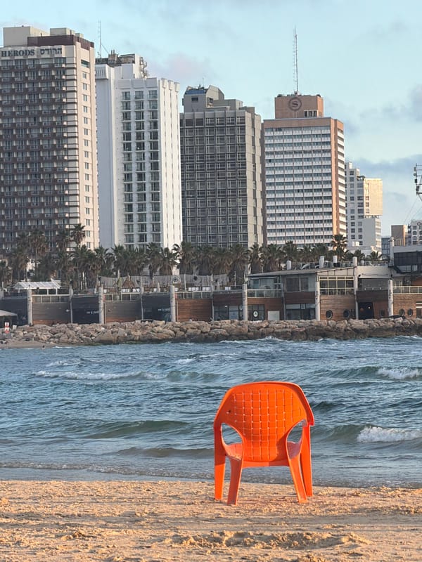 Metal detector enthusiast searches Tel Aviv beach afternoon
