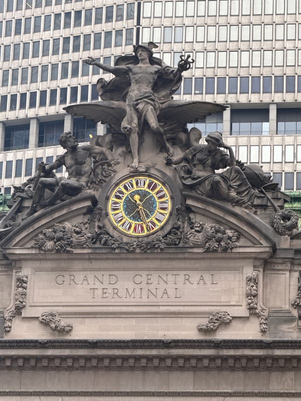Grand Central Terminal's ornate clock photographed in NYC