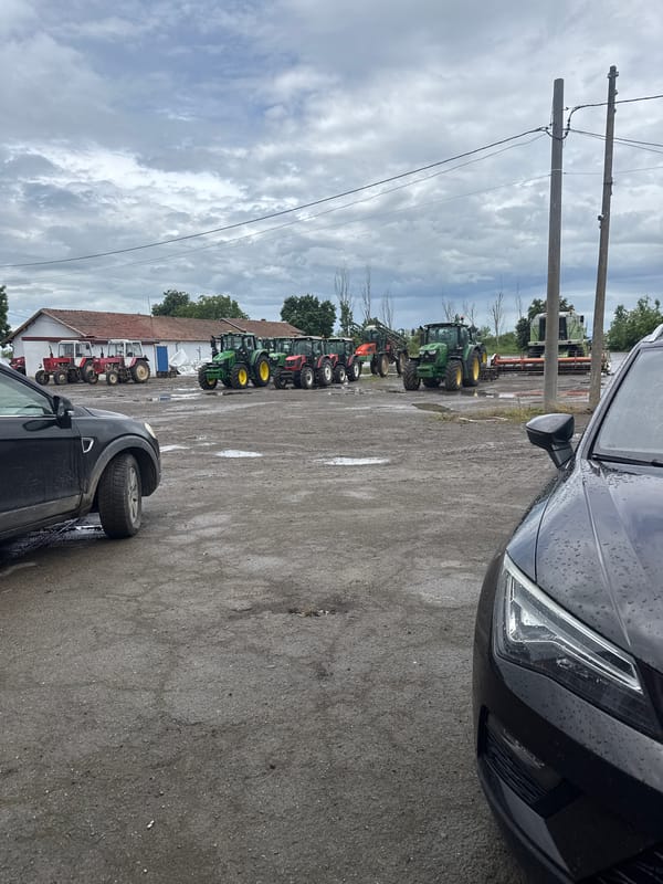 Tractor lot documented in Sarnevo, Bulgaria during morning hours