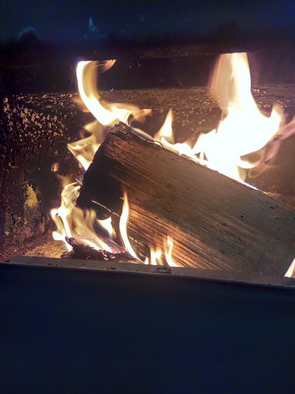 Wood stove burns logs in Nedelino, Bulgaria evening