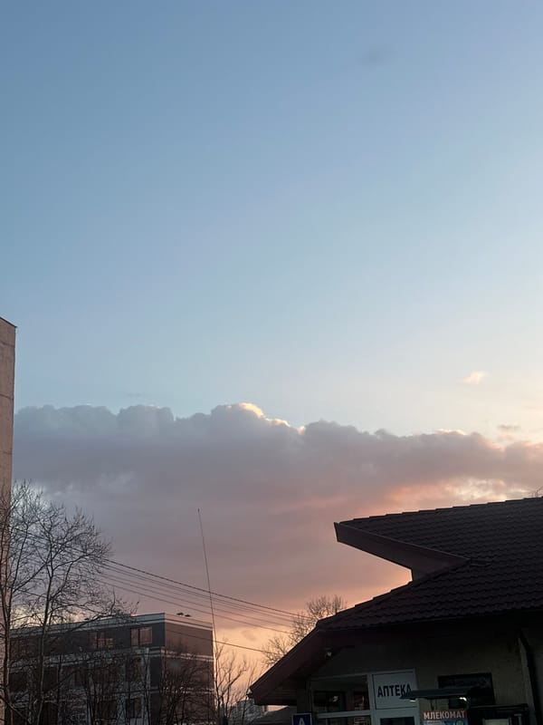 Dramatic sky conditions observed over Dobrich, Bulgaria at dusk