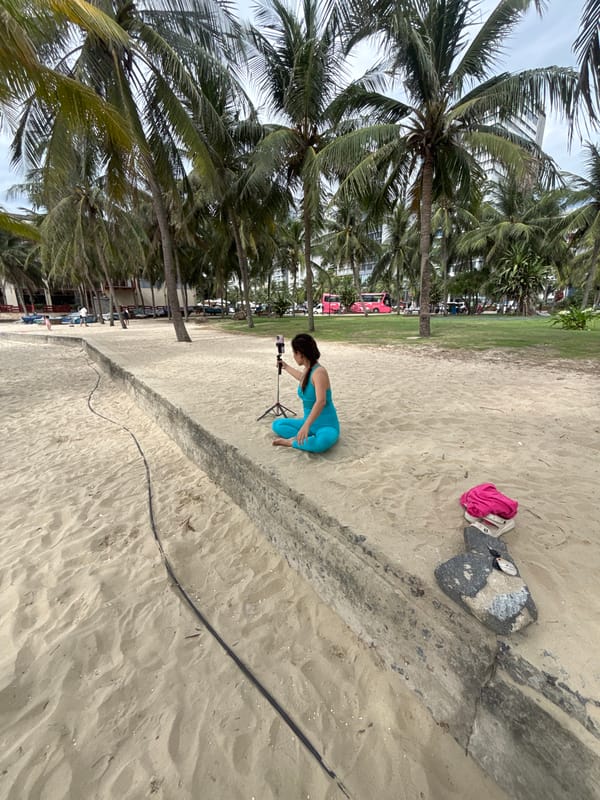 My Khe Beach on a cloudy morning, busy and relaxed