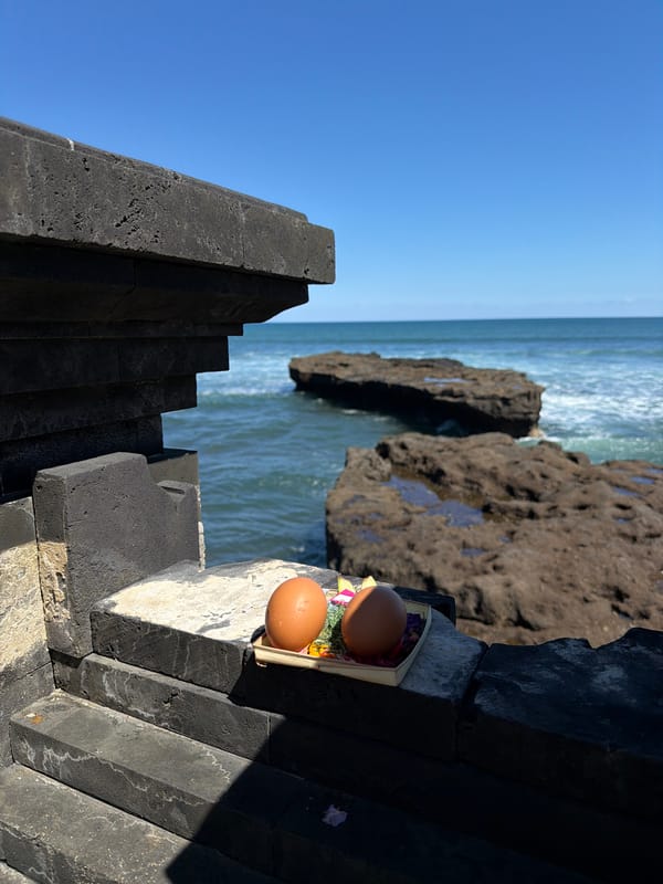 Morning scenes blend Balinese offerings, ocean views, cooking in Kuta