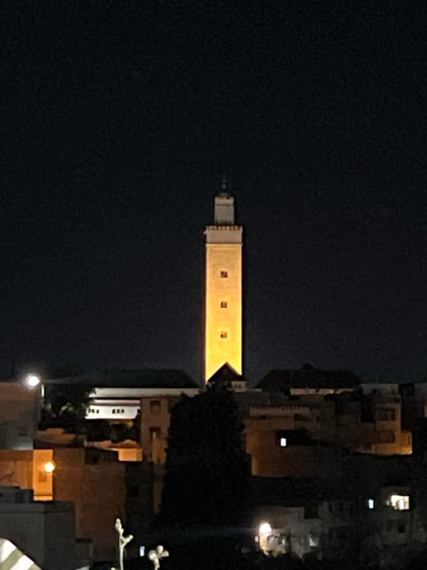 Evening documentation of Meknes landmarks and street life captured