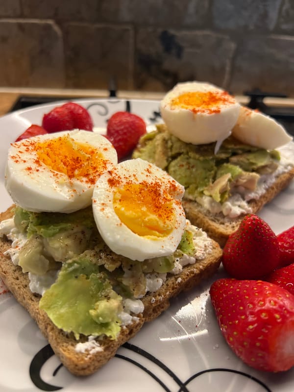 Avocado toast breakfast photographed multiple times in Markovo, Bulgaria
