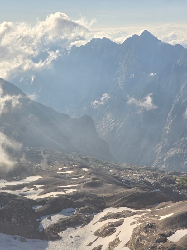 High-altitude Alpine panoramas above Garmisch-Partenkirchen in summer
