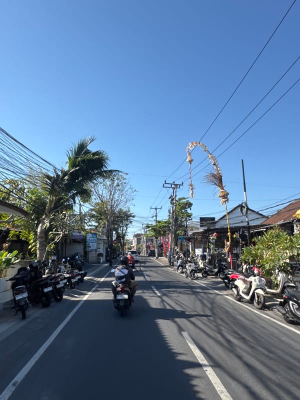 North Kuta's commercial strip on a busy Bali morning