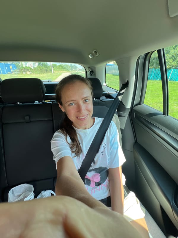 Back seat moments during a car ride in Pivkino