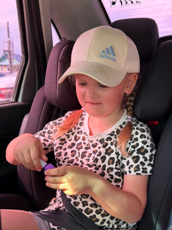 Girl in car seat spotted in Chaikovsky, Russia