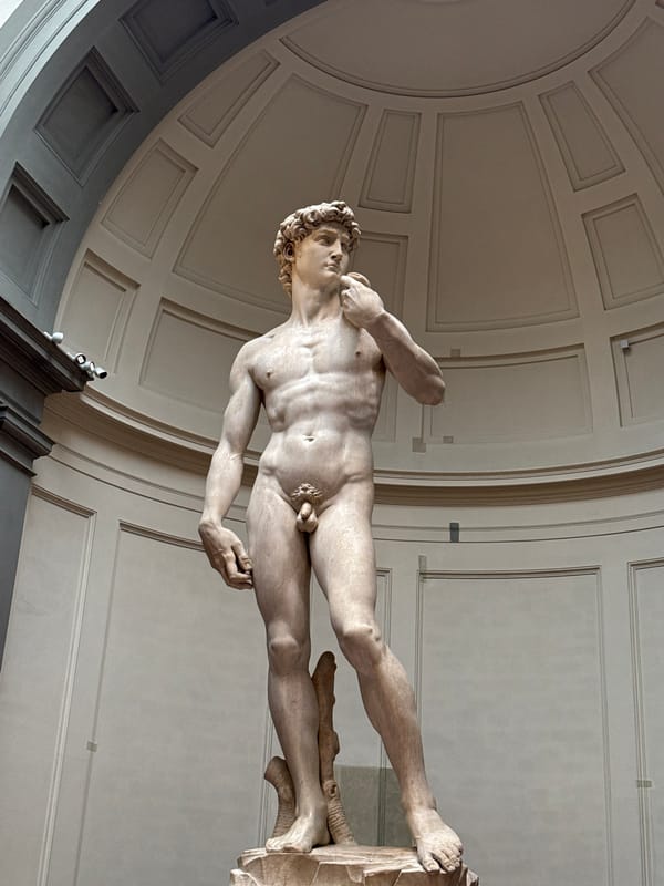 Morning at the Accademia: David, iced coffee, and cobblestones