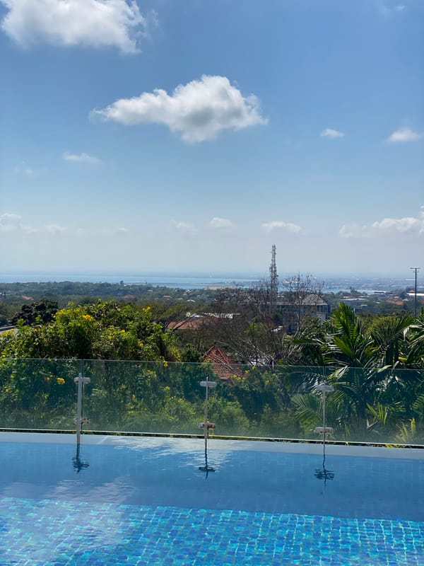 Rooftop pool and coastal views at a Kuta Selatan resort