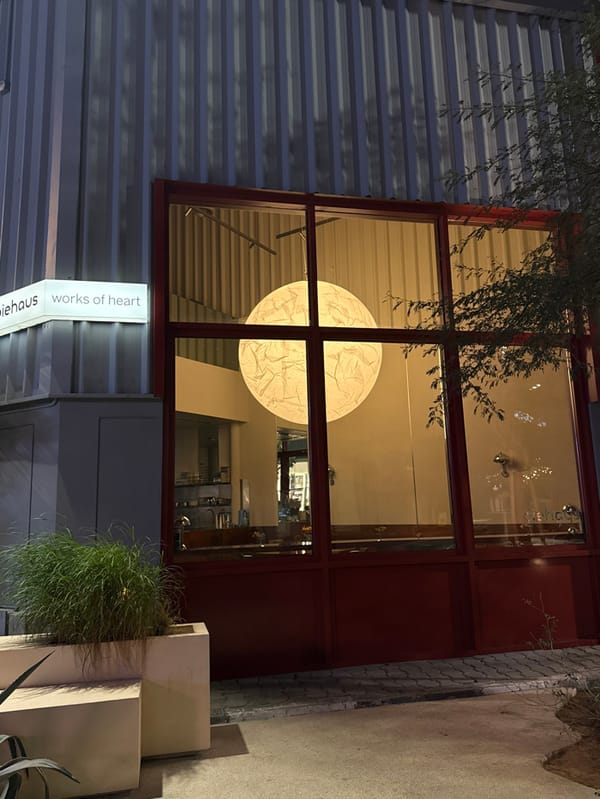 Neon art installation documented in Dubai's Al Quoz district