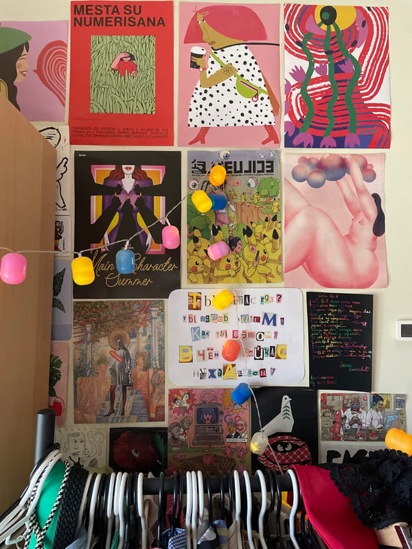 Cluttered Belgrade apartment interior documented across multiple rooms