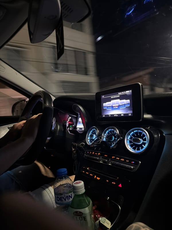 Nighttime car interior documented in Shumen, Bulgaria