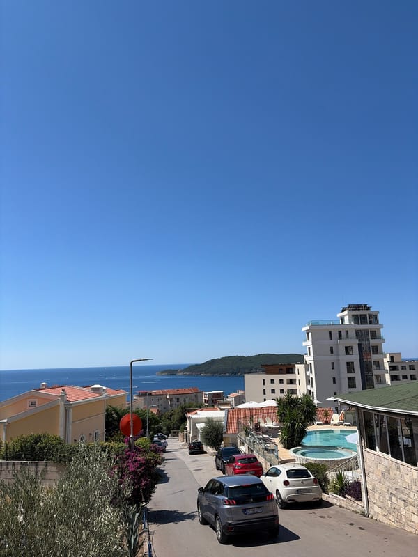 Sunny morning stroll through Bečići's coastal streets and seafront
